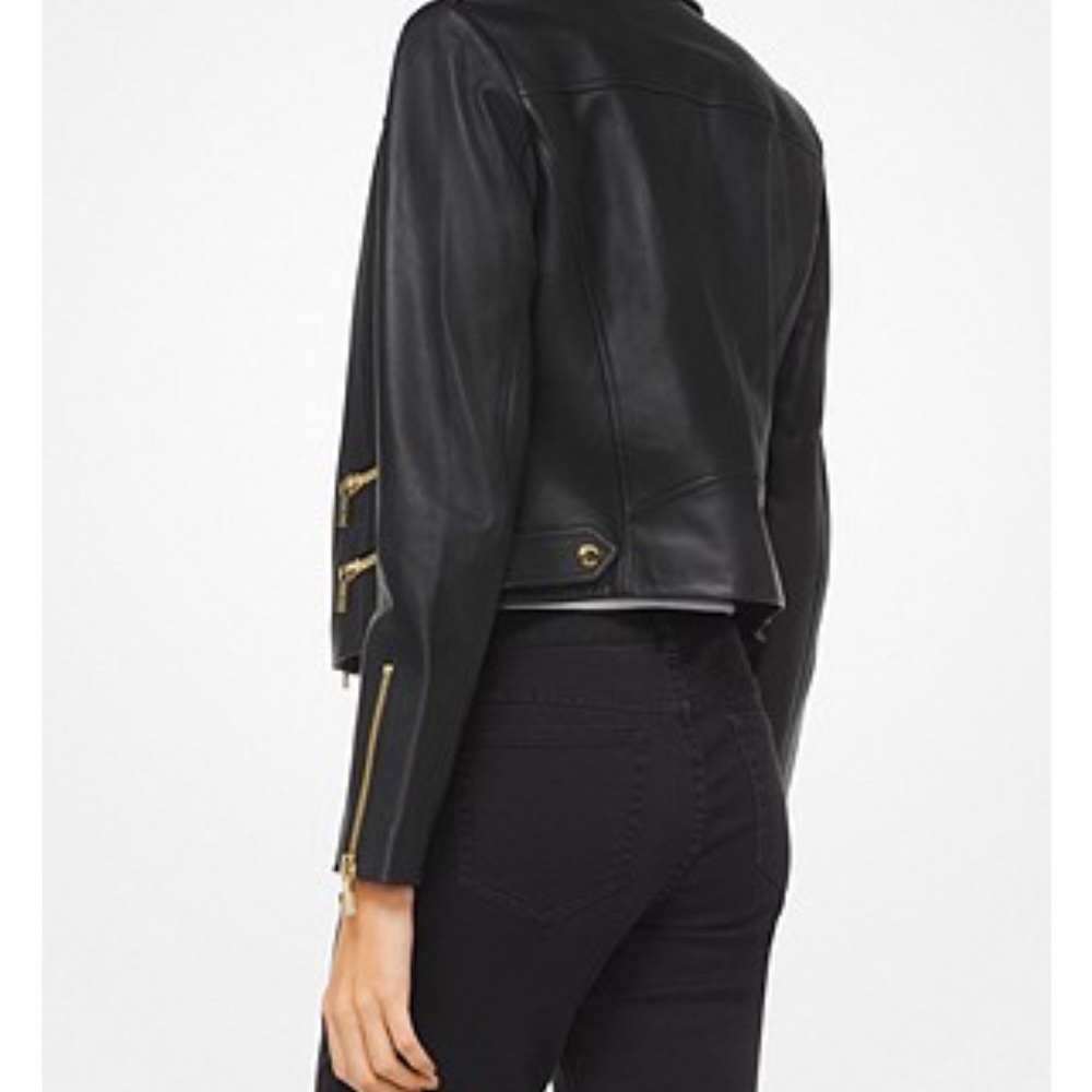 Michael Kors Leather Moto Jacket - Picture 4 of 10